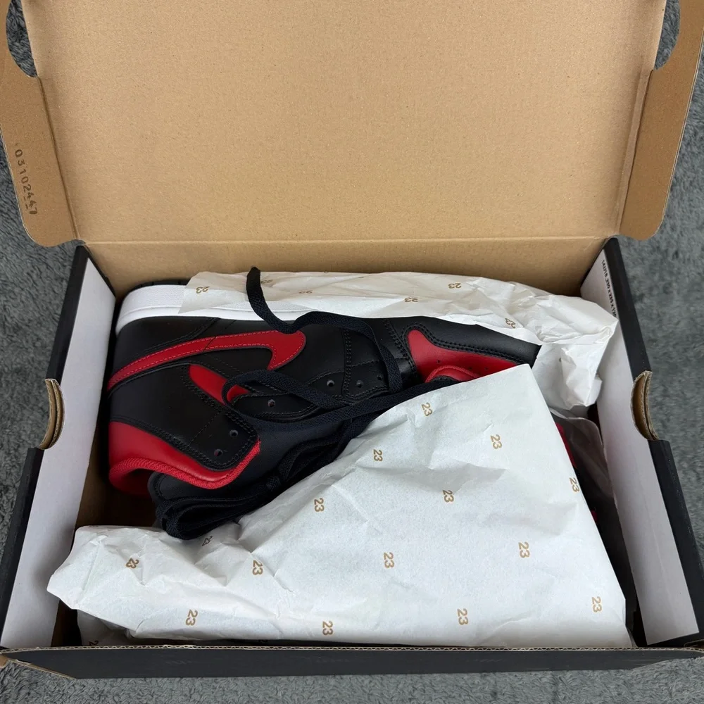 Air Jordan 1 Mid Bred Twist Mens Size 10 (DQ8426-067) Red White Black